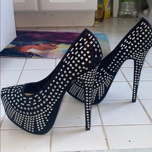 Shoe Dazzle Black bedazzled platforms